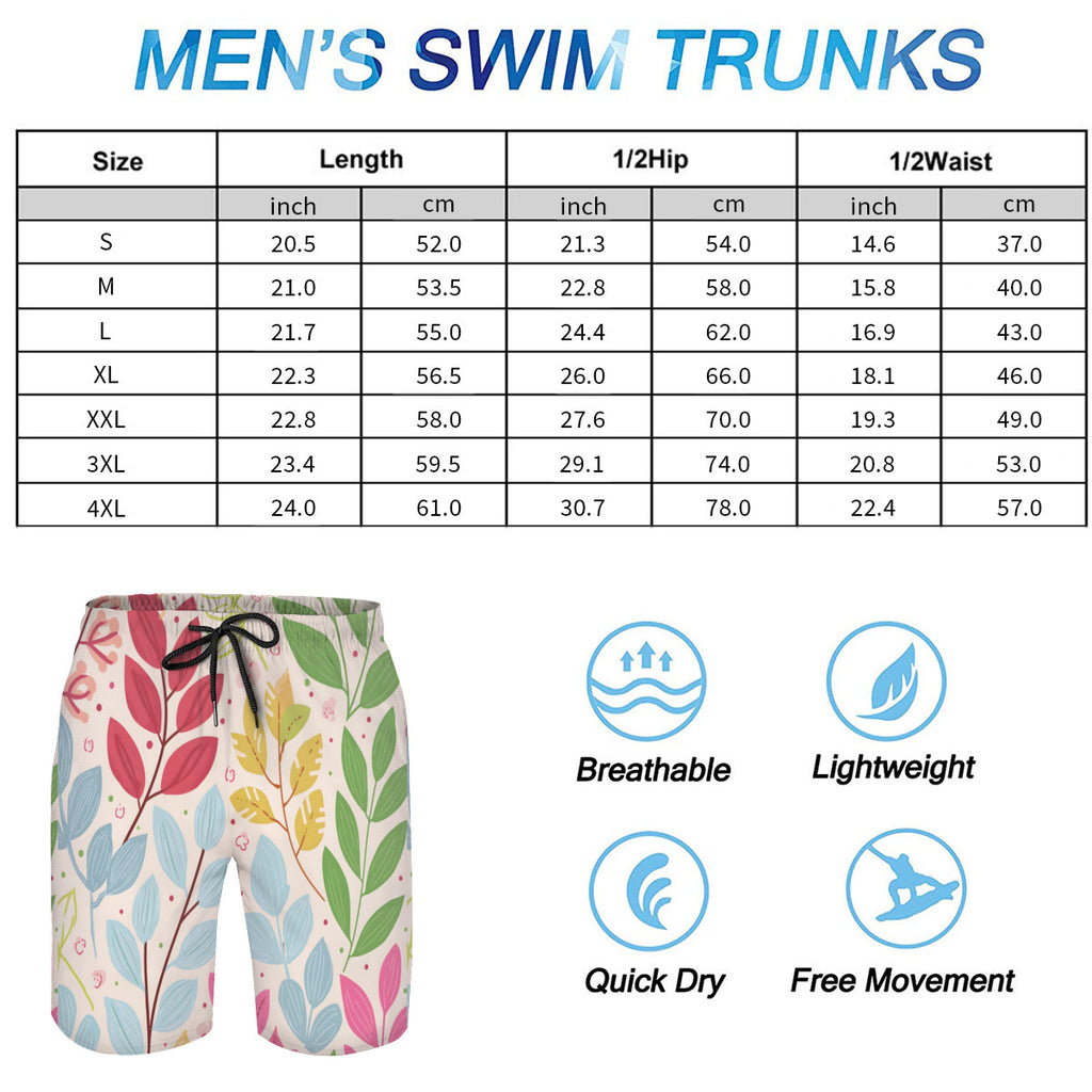 Plant Leaves Men's Beach Shorts (Not Mesh Lined) | Polyester