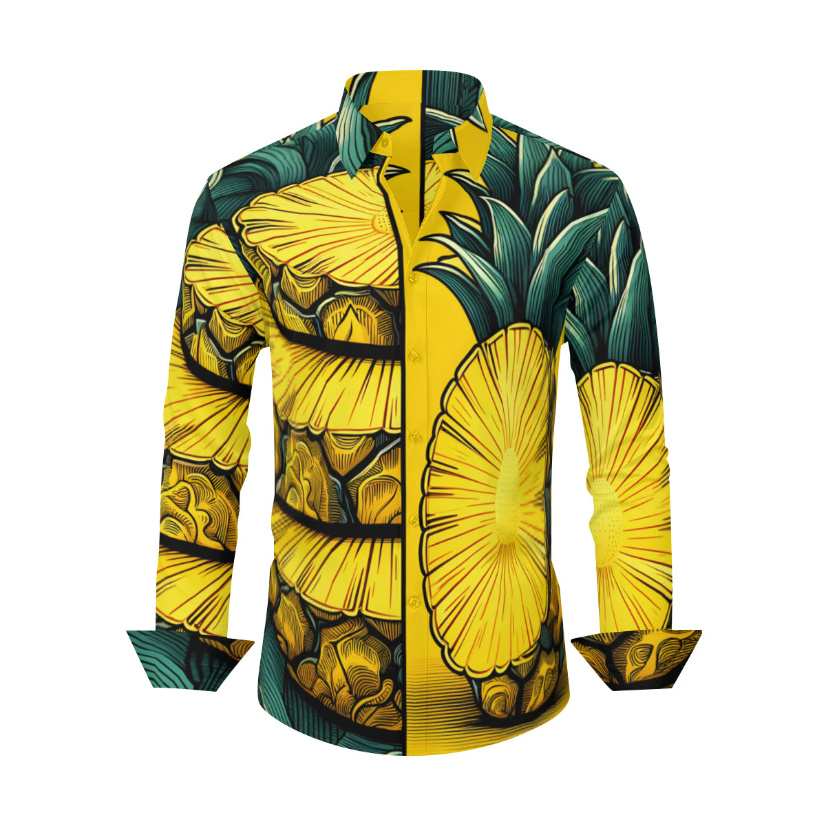 Pineapple Slices Long Sleeves Men's Shirt