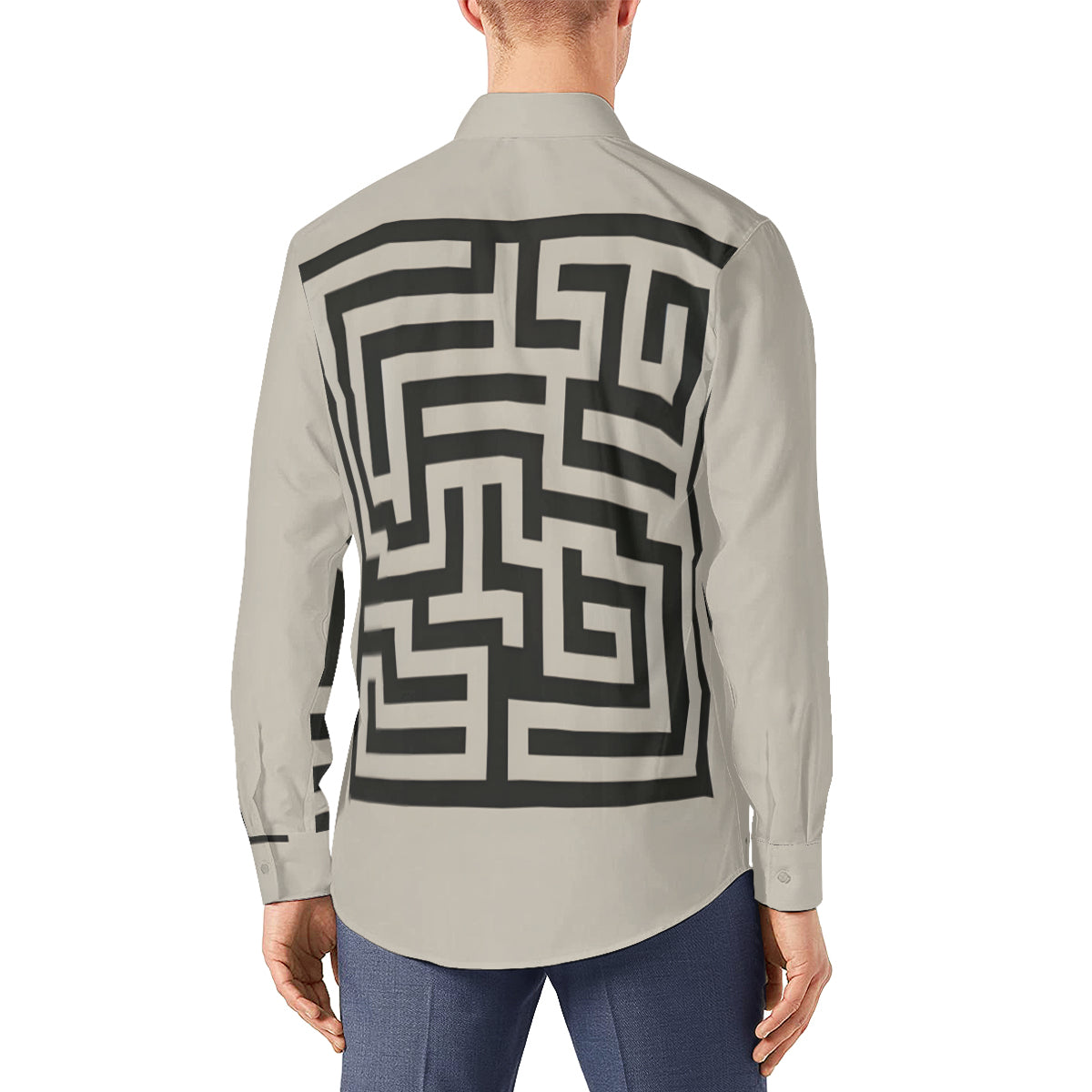 Minimalistic Geometric Long Sleeves Men's Shirt
