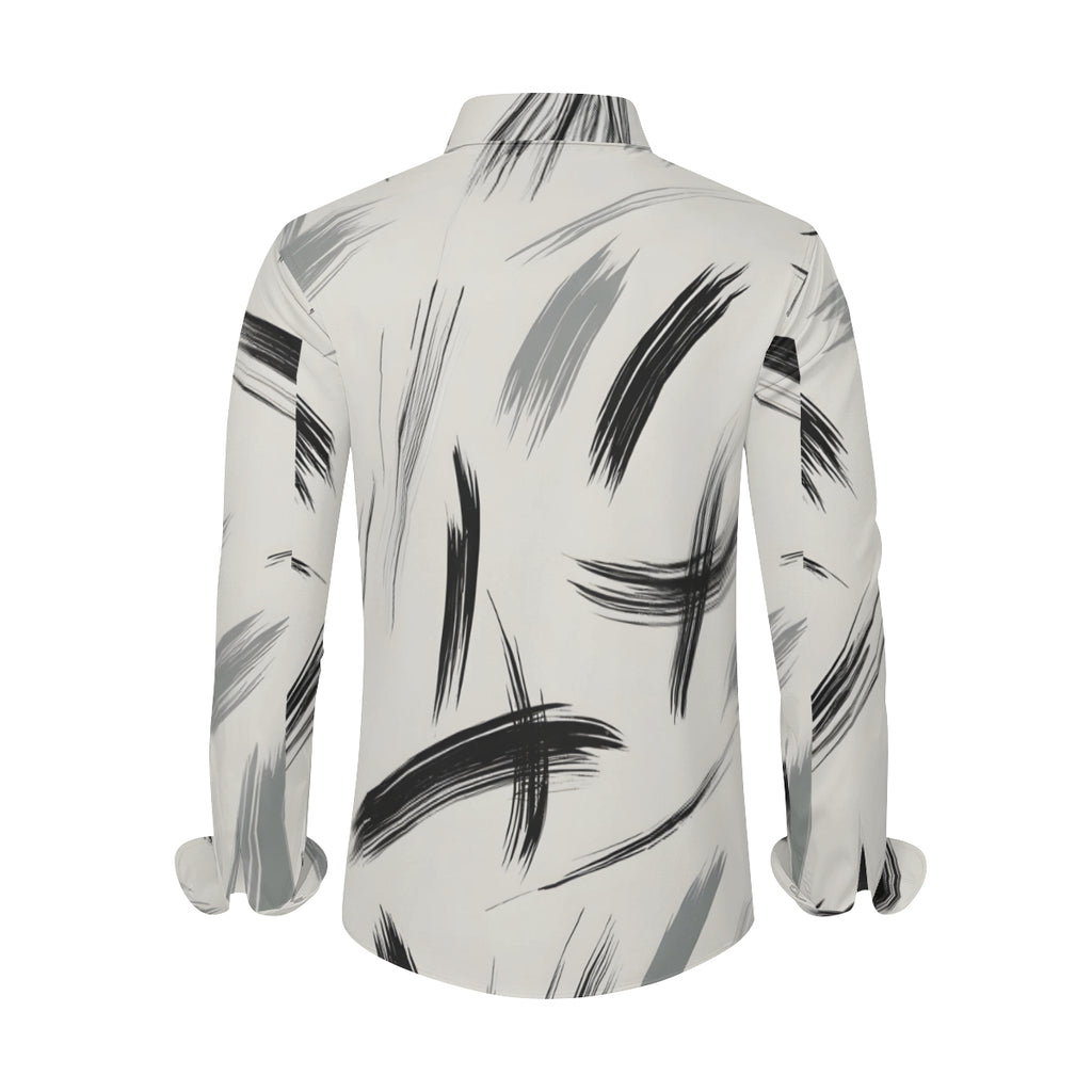 Minimalistic Paint Brush Long Sleeves Men's Shirt