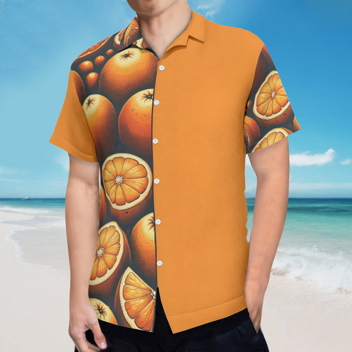 Orange Short Sleeves Men's Shirt