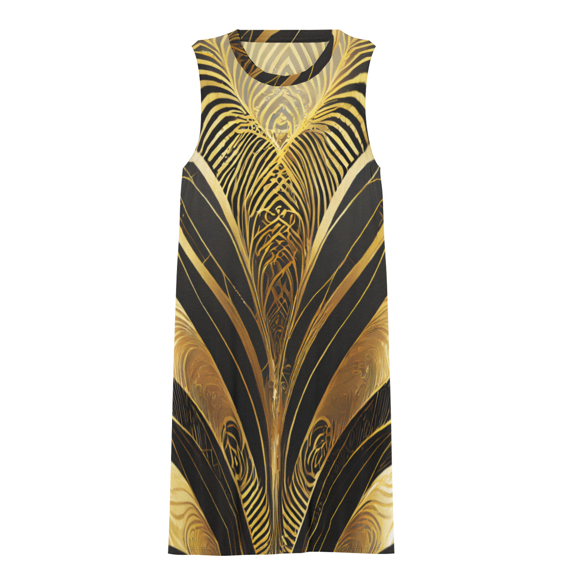 Elegant Gold Women's Casual Dress | Polyester