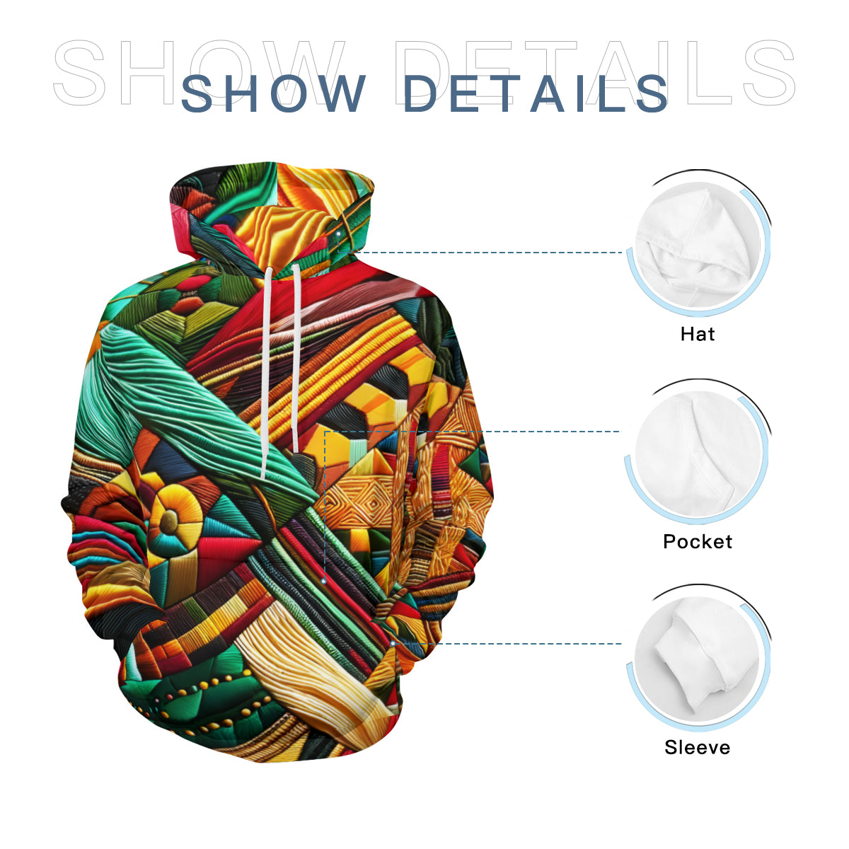 Vibrant Threads Men's Adult Hoodie Set (Double-Layer Hood) | Health Fabric