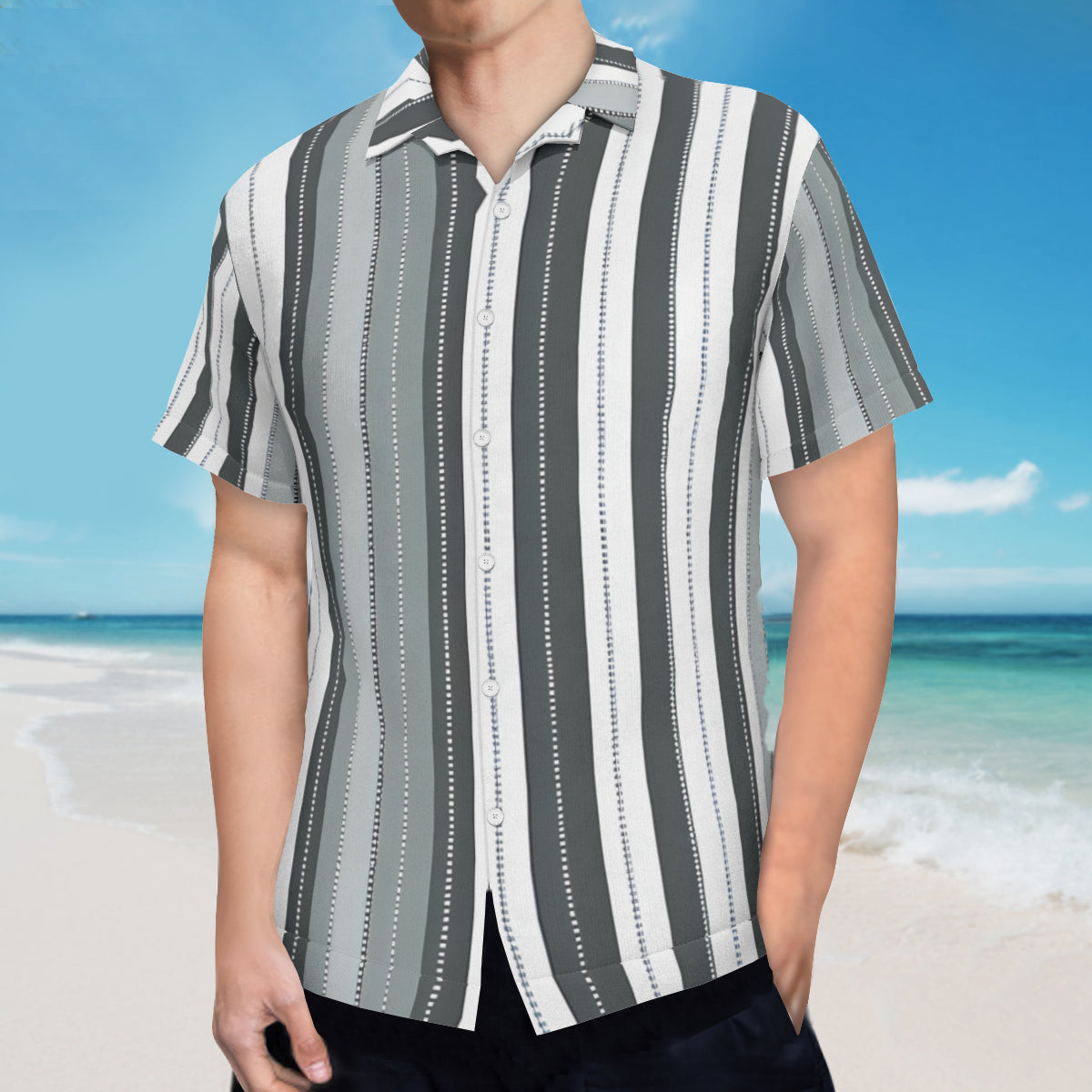 Abstract Stripes Short Sleeves Men's Shirt