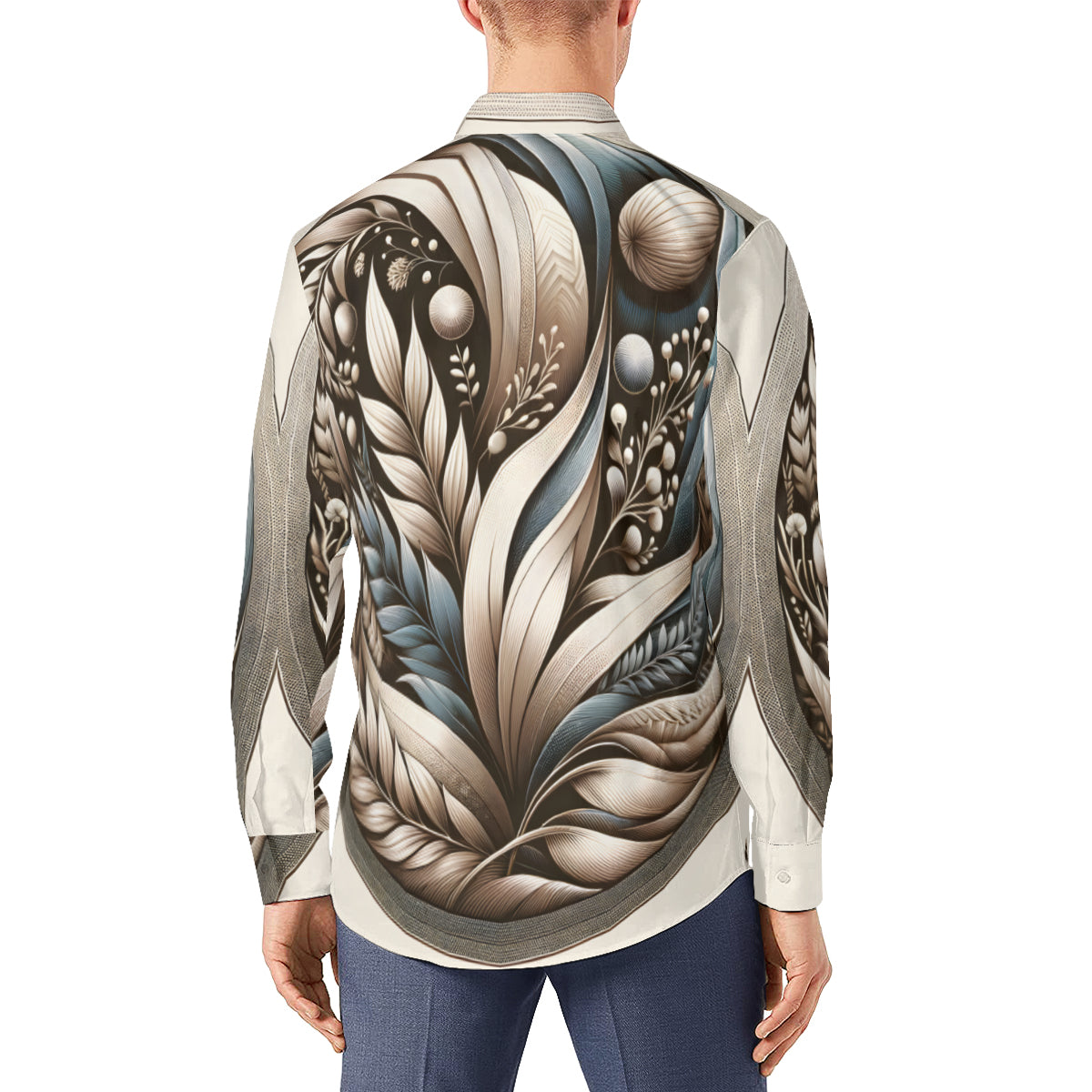 Abstract Men's Classic Long-Sleeved Shirt | Polyester