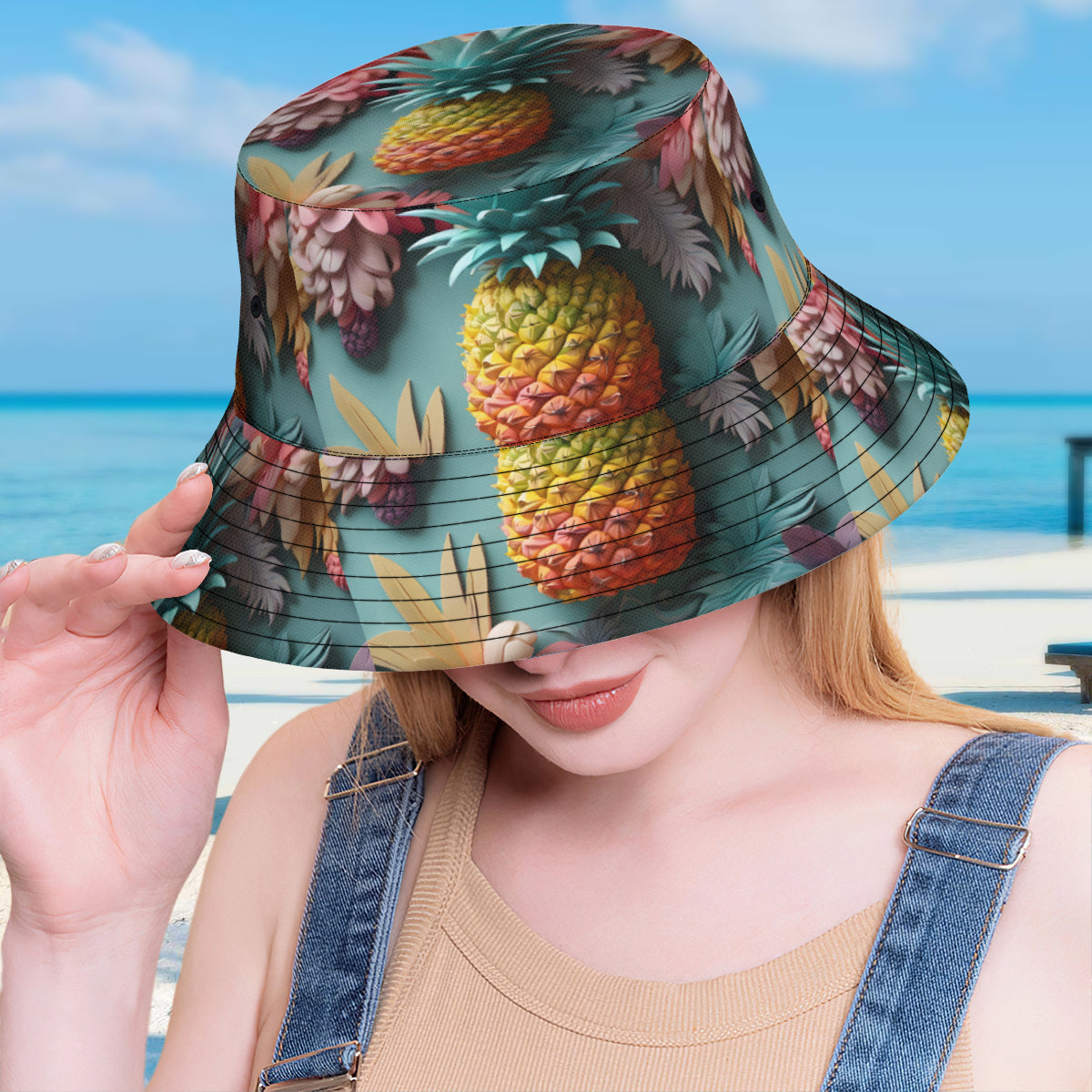 Pineapple Double-Sided Unisex Polyester Bucket Hat