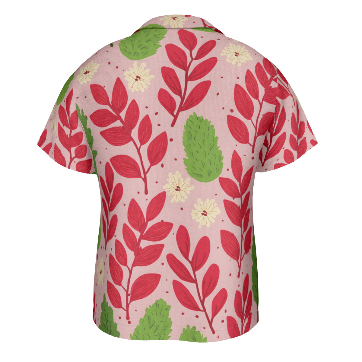Pink Leaves Short Sleeves Men's Shirt