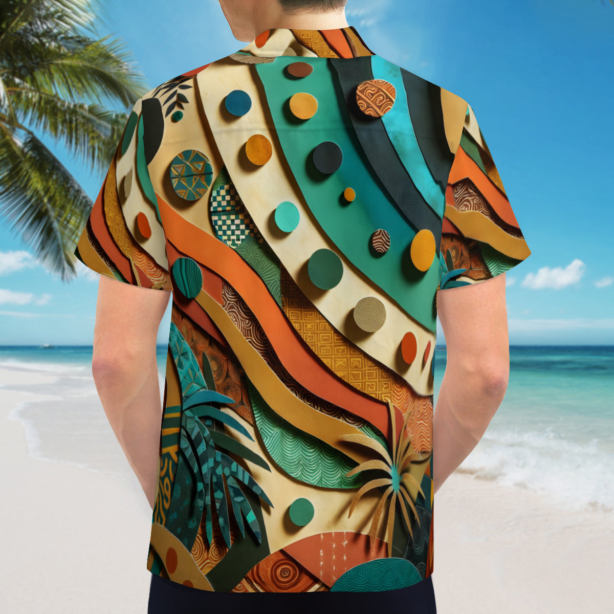 Paper Collage Design Short Sleeves Men's Shirt