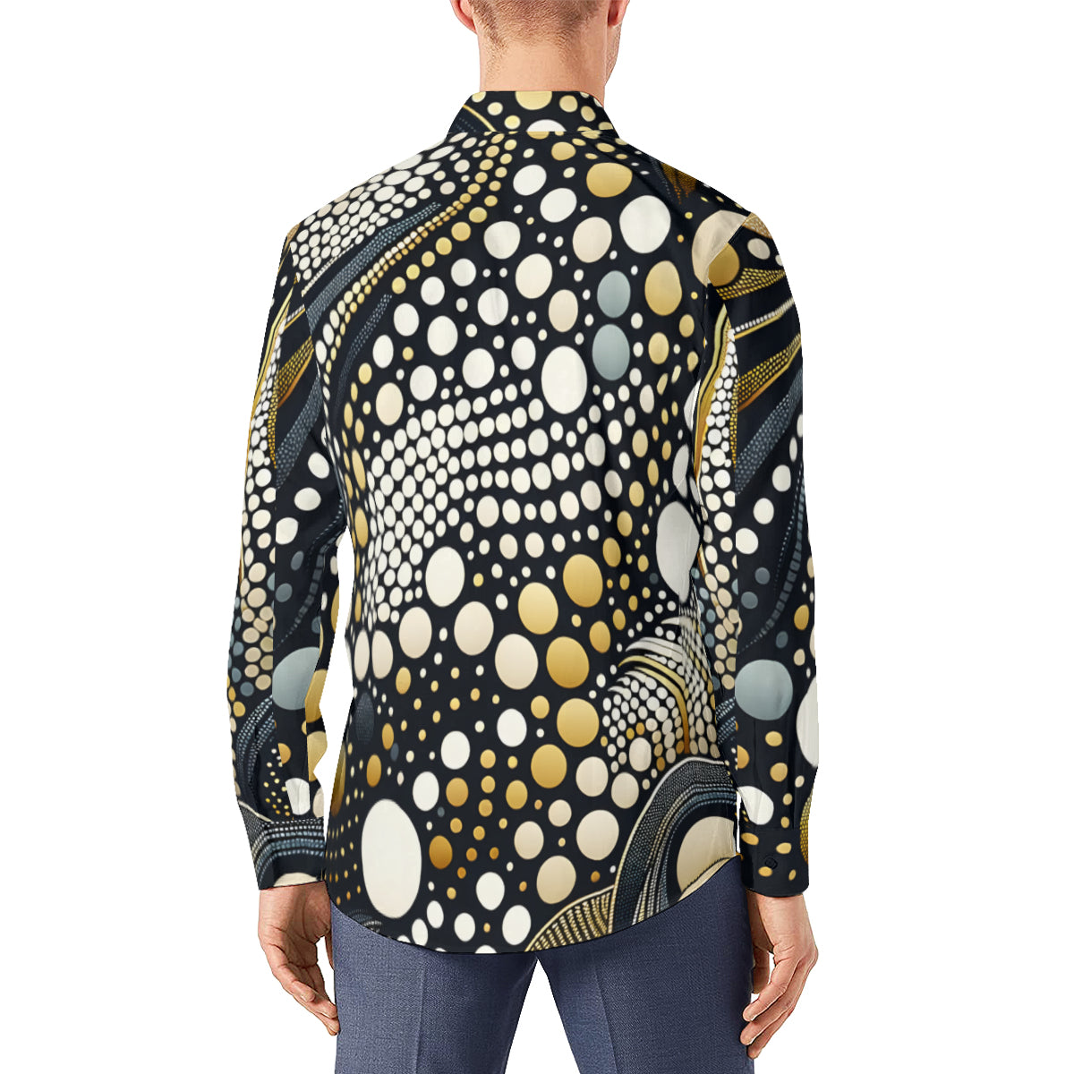 Abstract Dotted Long Sleeves Men's Shirt