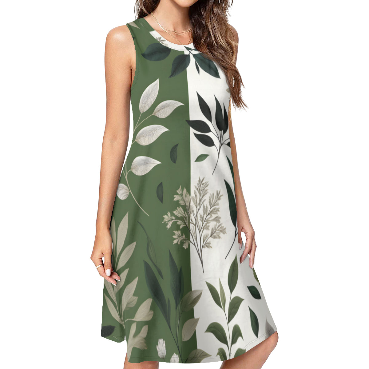 Green Floral Women's Casual Dress | Polyester