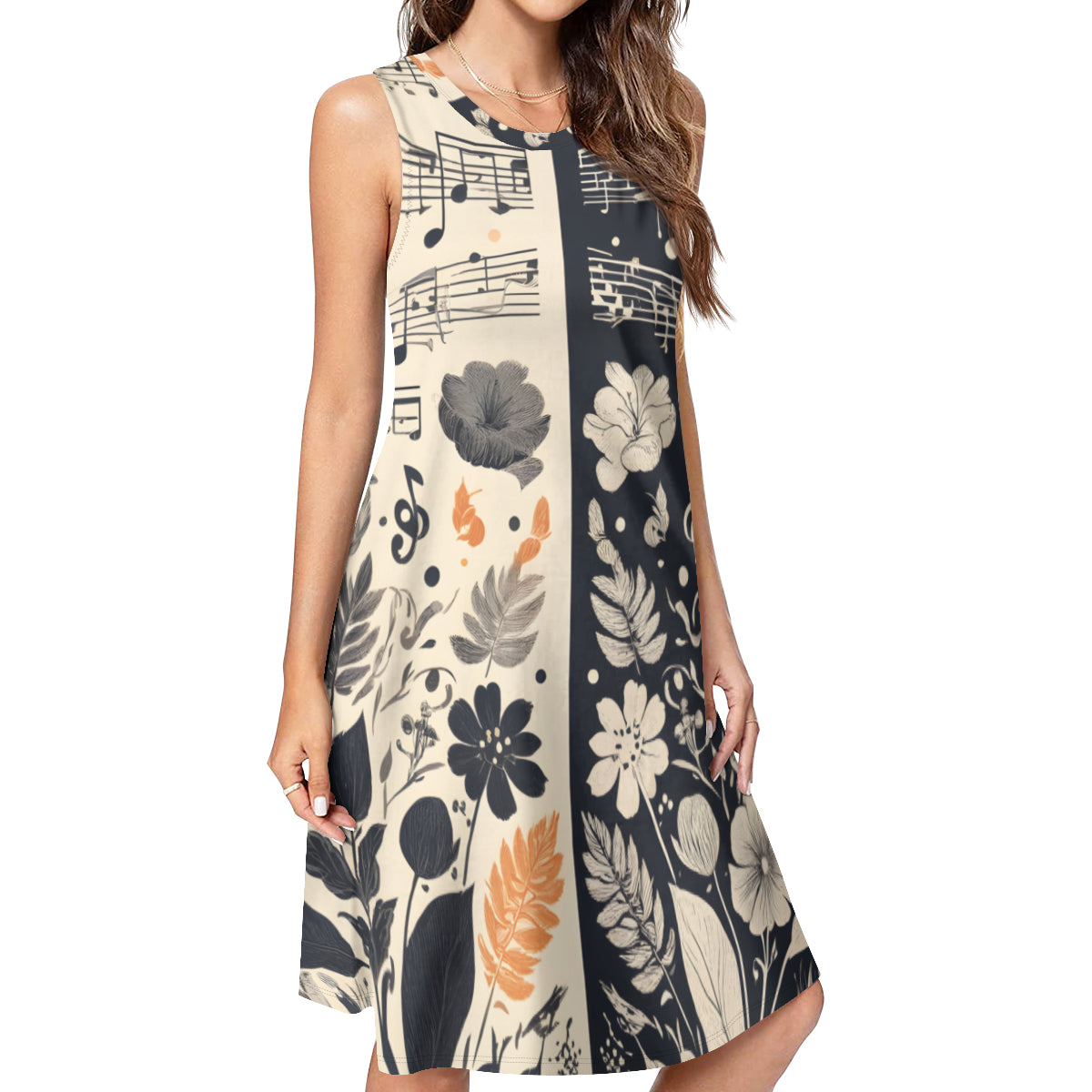 Music Floral Women's Casual Dress | Polyester