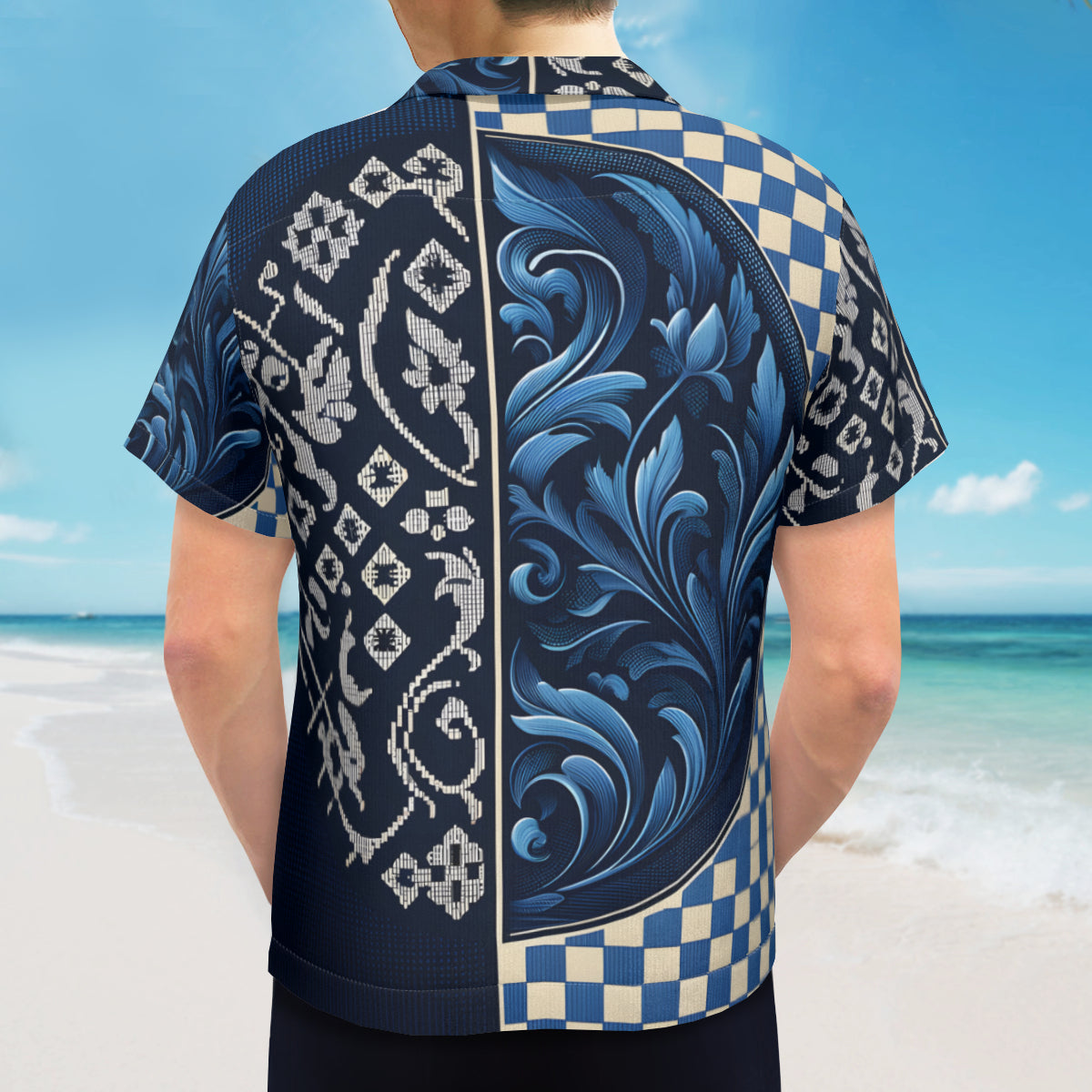 Blue Short Sleeves Men's Shirt