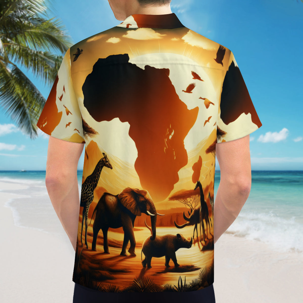 Africa Sunset Short Sleeves Men's Shirt