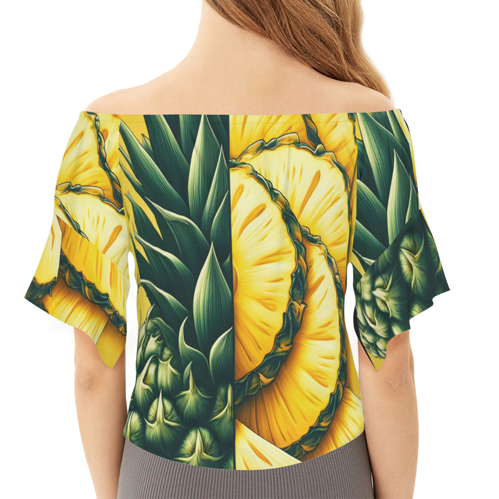 Pineapple Slices One-Shoulder Tie Short Sleeves