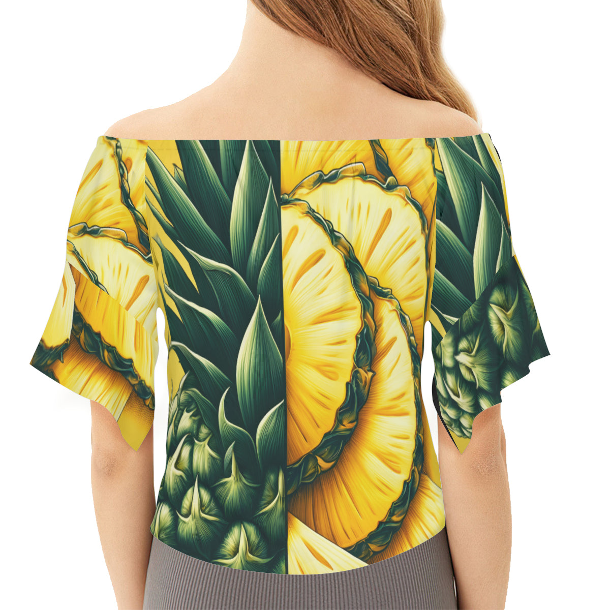 Pineapple Slices One-Shoulder Tie Short Sleeves