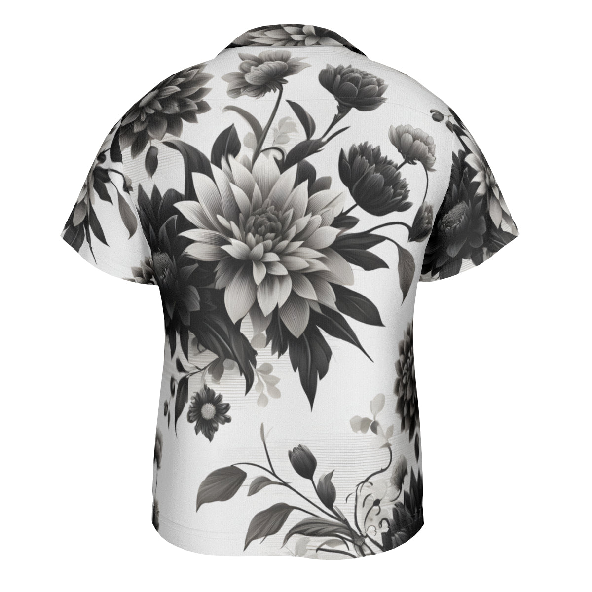 Black And White Floral Short Sleeves Men's Shirt Short Sleeves Men's Shirt