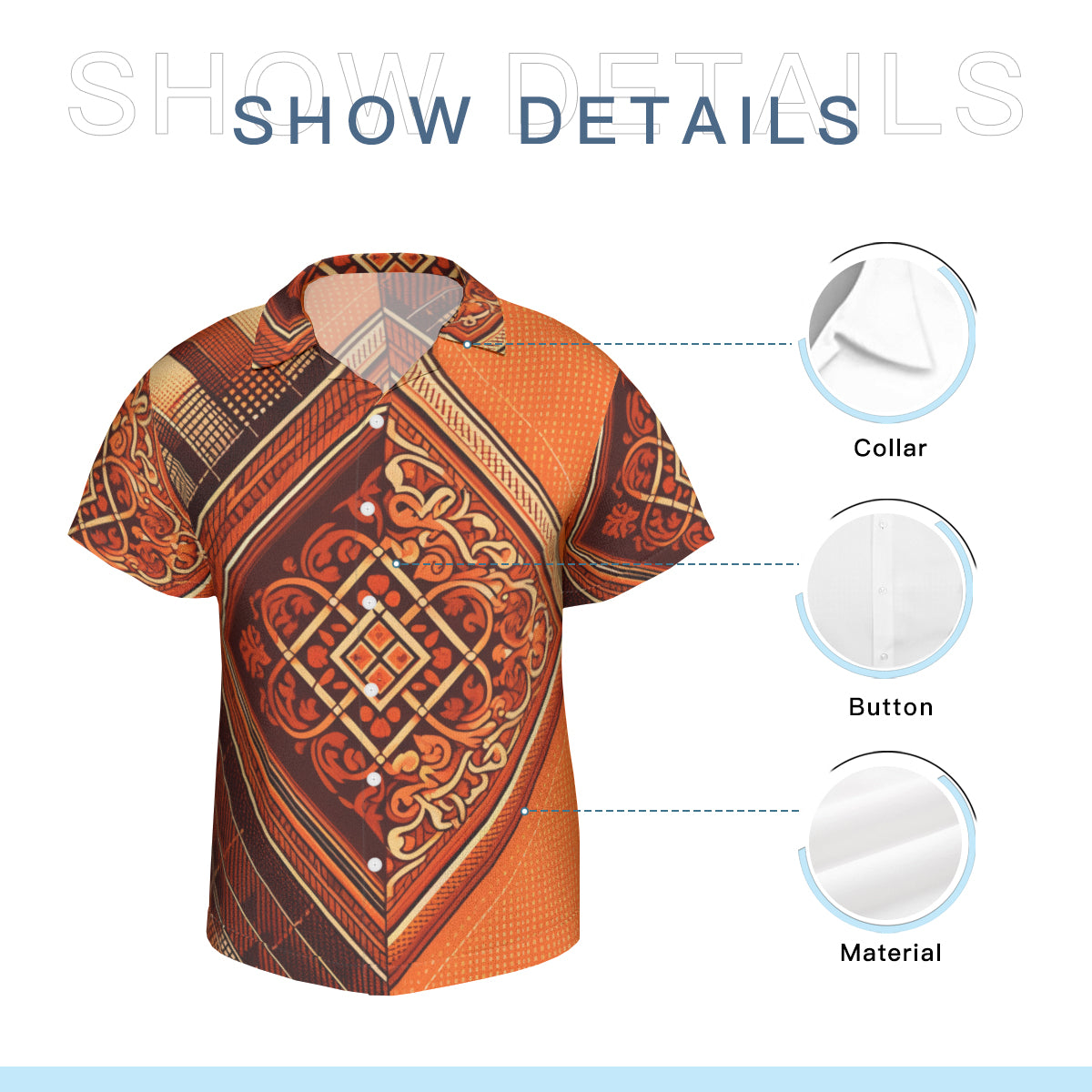 Orange Checked Short Sleeves Men's Shirt