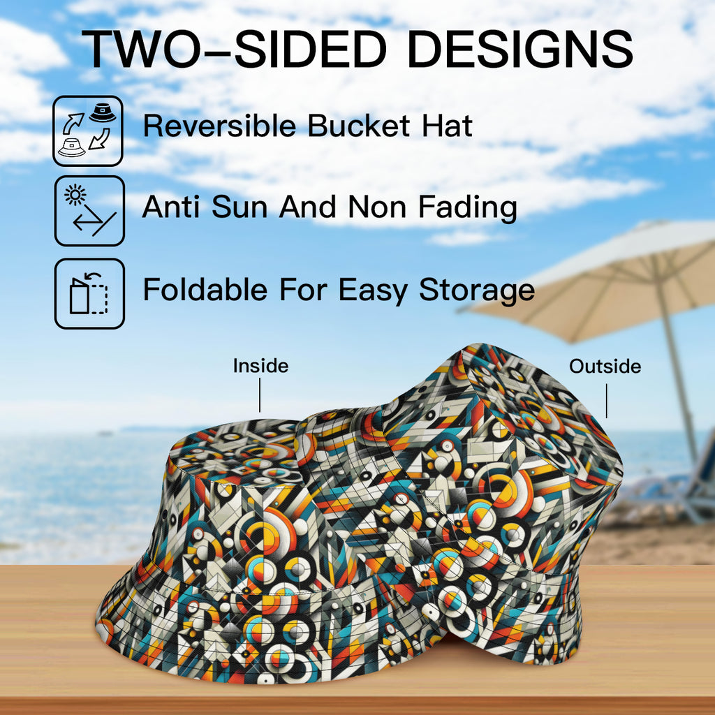 Abstract Double-Sided Unisex Polyester Bucket Hat
