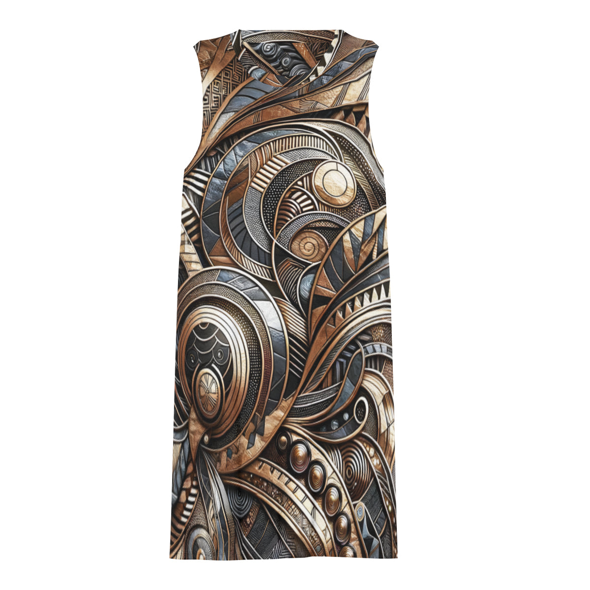 Abstract Metallic Leaf Women's Casual Dress | Polyester