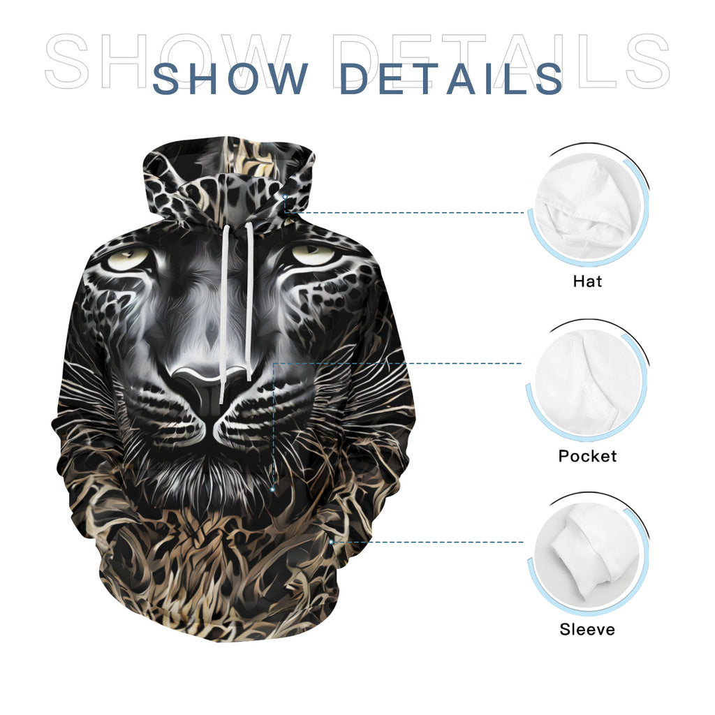 Leopard Men's Adult Hoodie Set (Double-Layer Hood) | Health Fabric