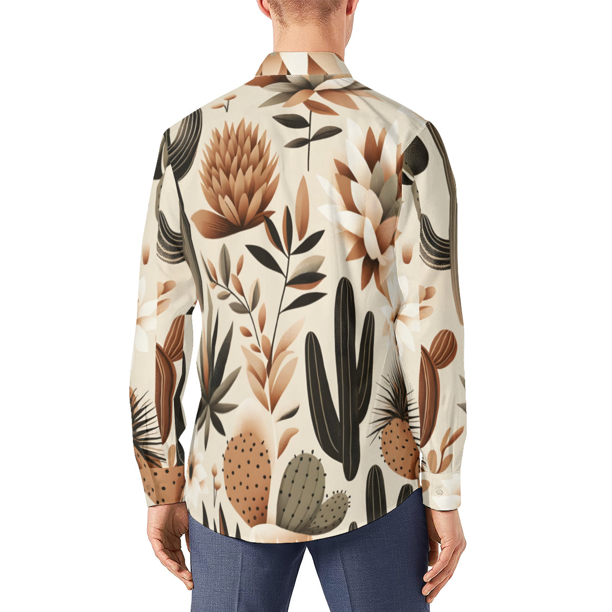 Minimalistic Floral Long Sleeves Men's Shirt