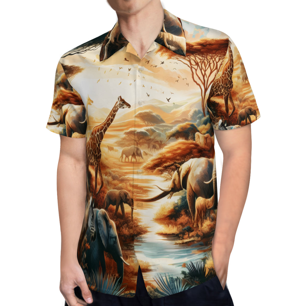 Animal Sunset Short Sleeves Men's Shirt