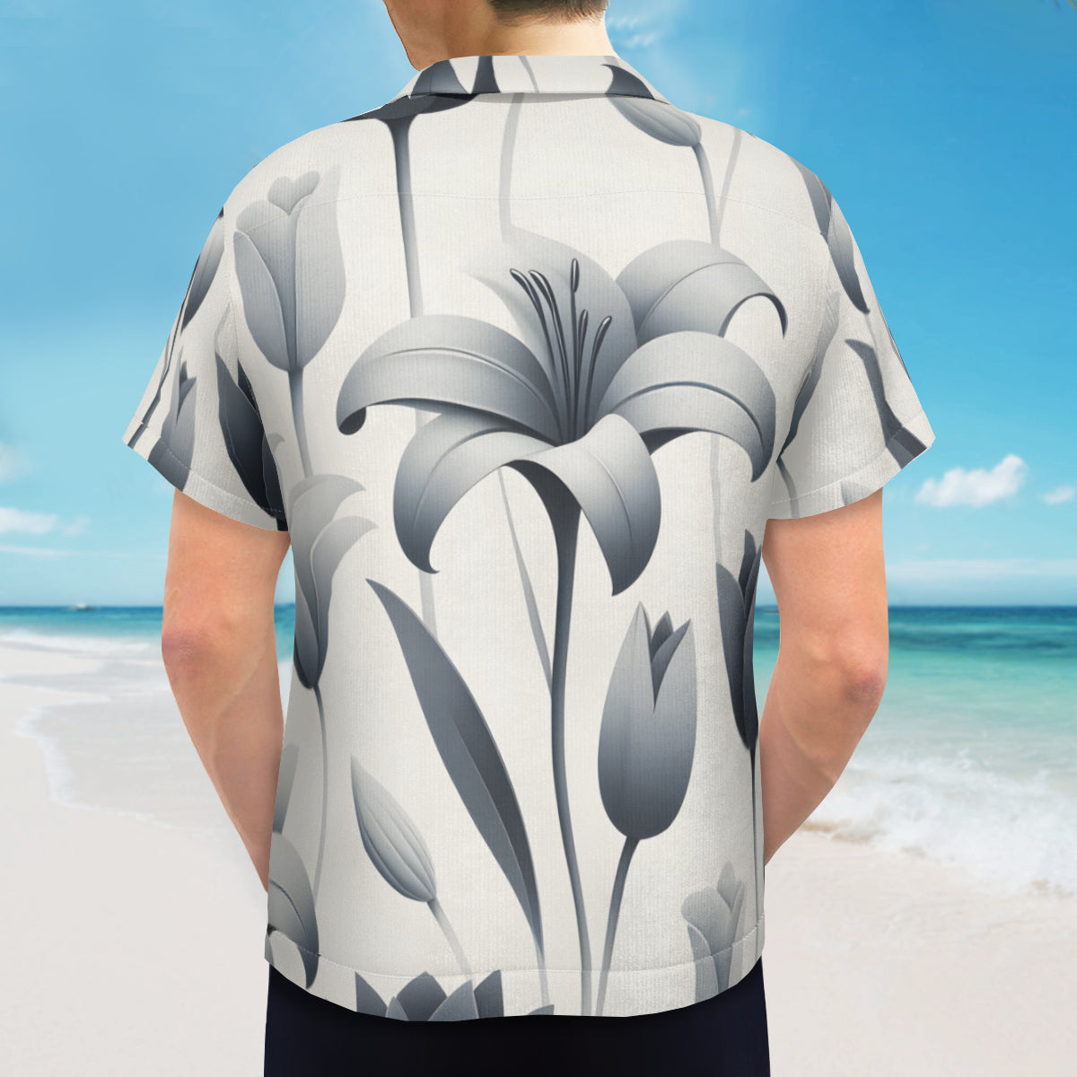 Minimalistic Floral Short Sleeves Men's Shirt