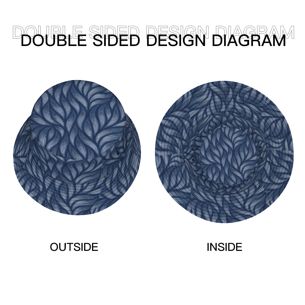 Abstract Denim Double-Sided Unisex Polyester Bucket Hat