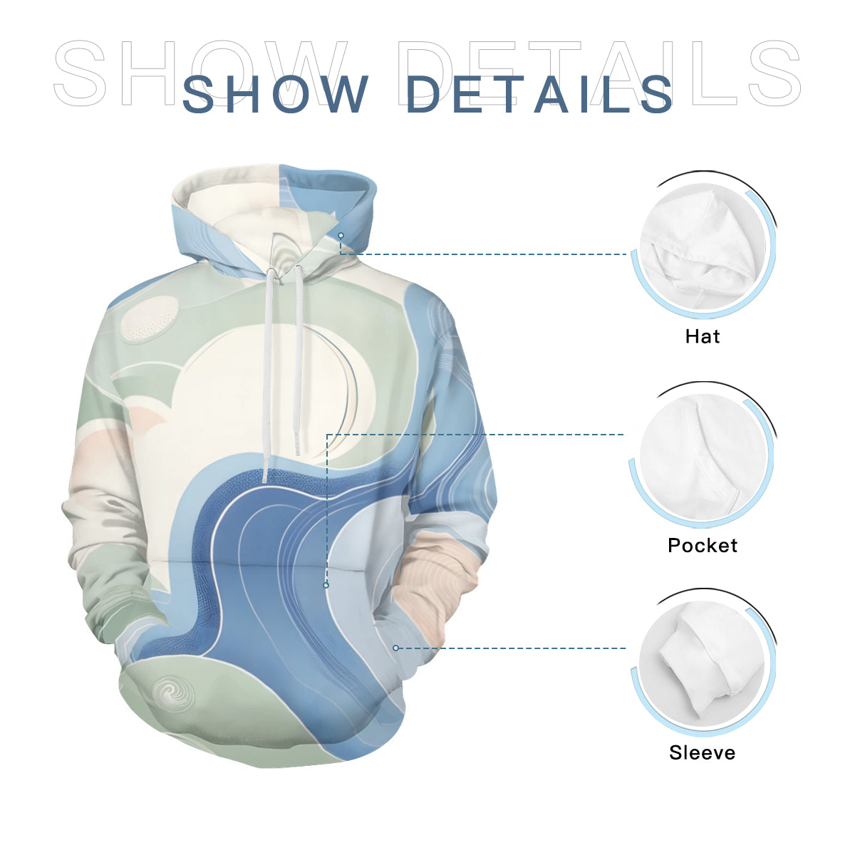 Abstract Minimal Men's Adult Hoodie Set (Double-Layer Hood) | Health Fabric