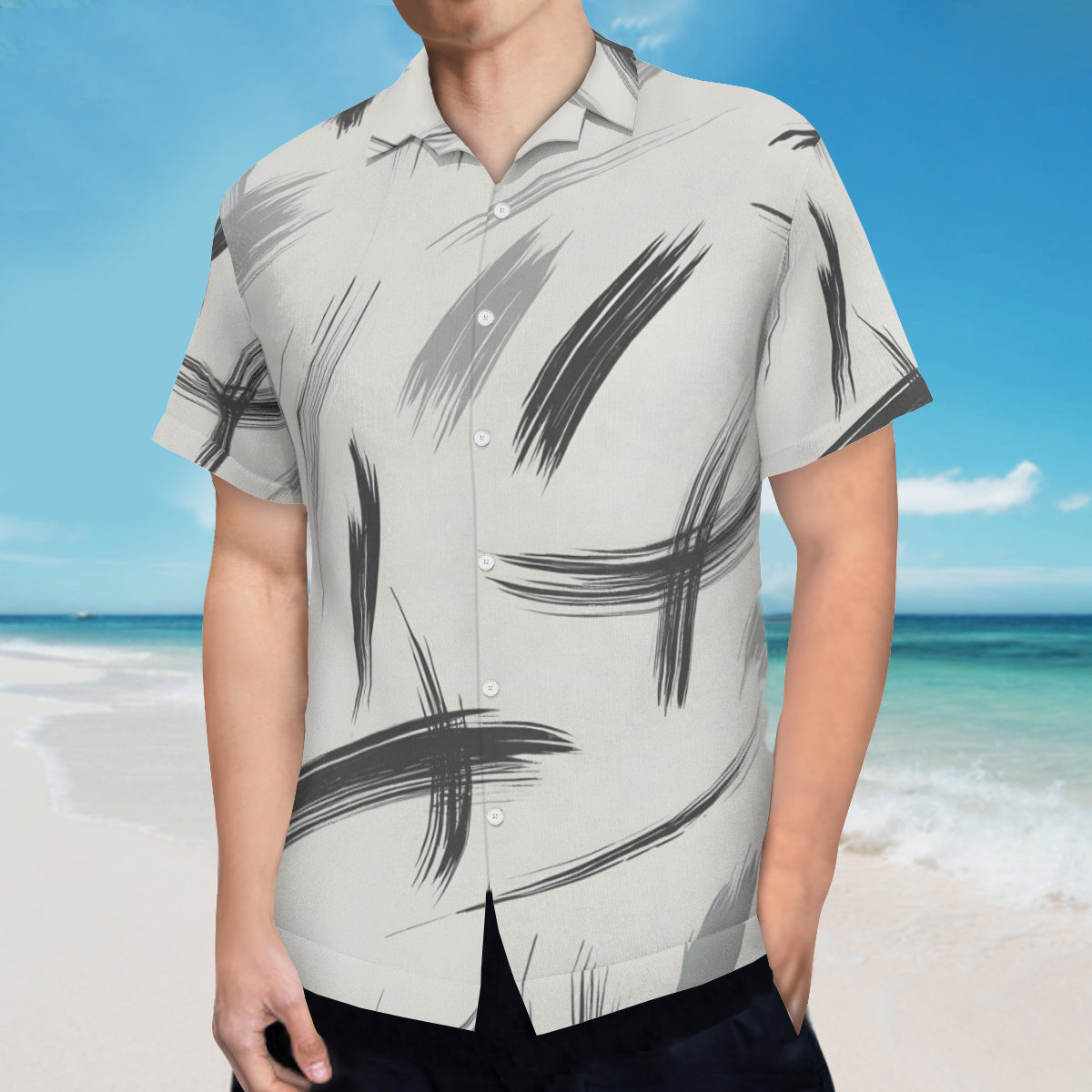 Minimalistic Paint Brush Short Sleeves Men's Shirt