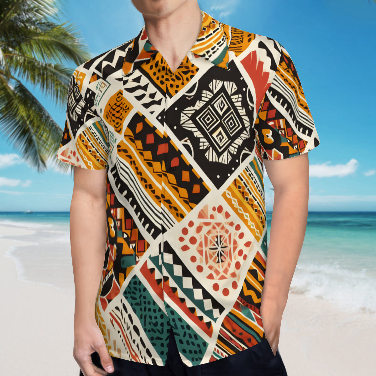 African Pattern Short Sleeves Men's Shirt
