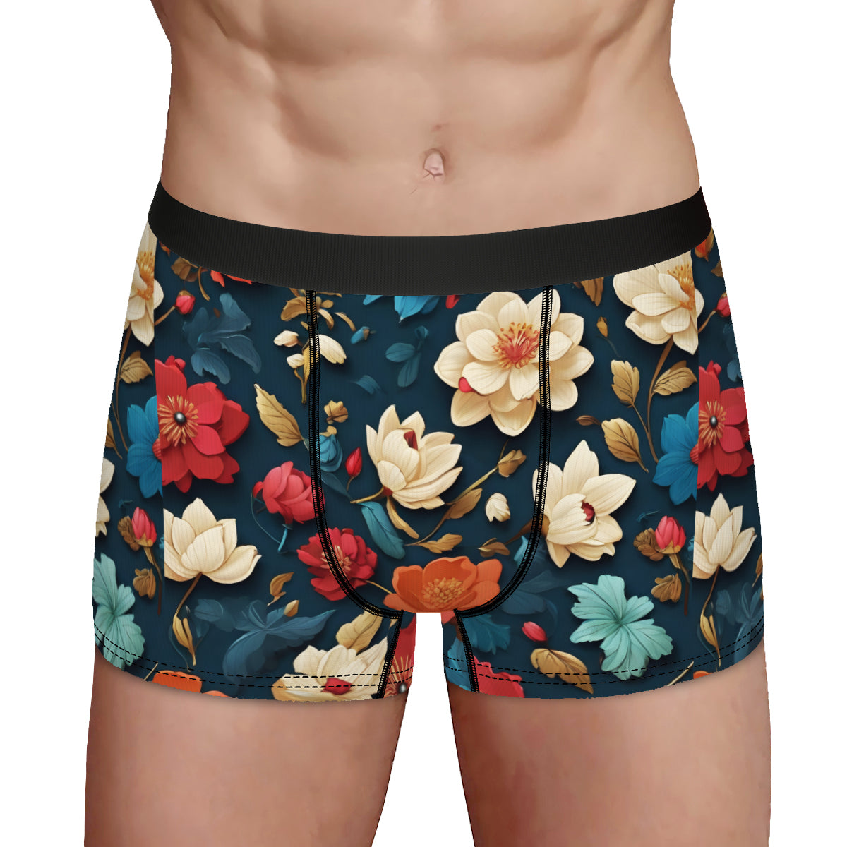 Floral Men's Underwear (Multi-Faceted Design)