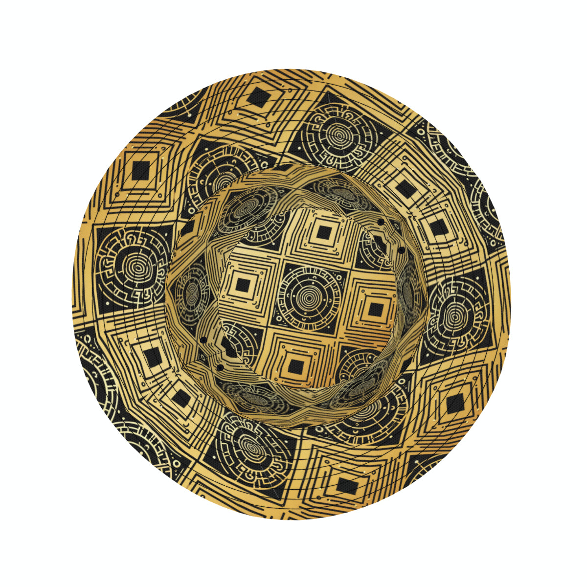Golden Geometric Shapes Double-Sided Unisex Polyester Bucket Hat