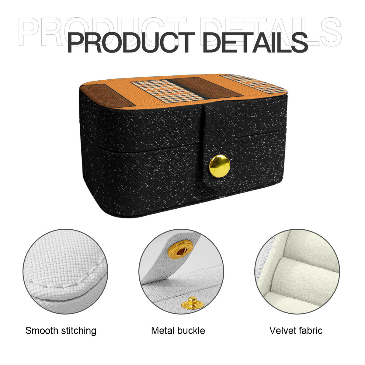 Orange Check Elegant Personalized Portable Jewelry Box