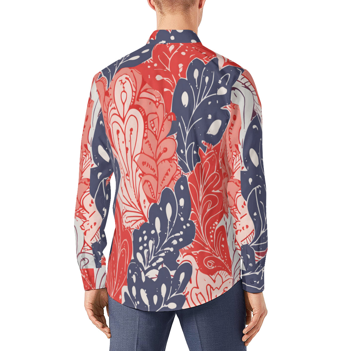 Abstract Floral Classic Long Sleeves Men's Shirt