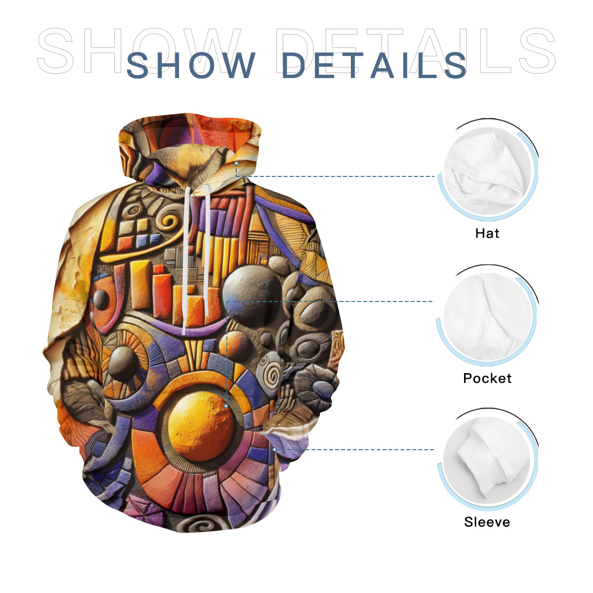 Textured Abstract Men's Adult Hoodie Set (Double-Layer Hood) | Health Fabric