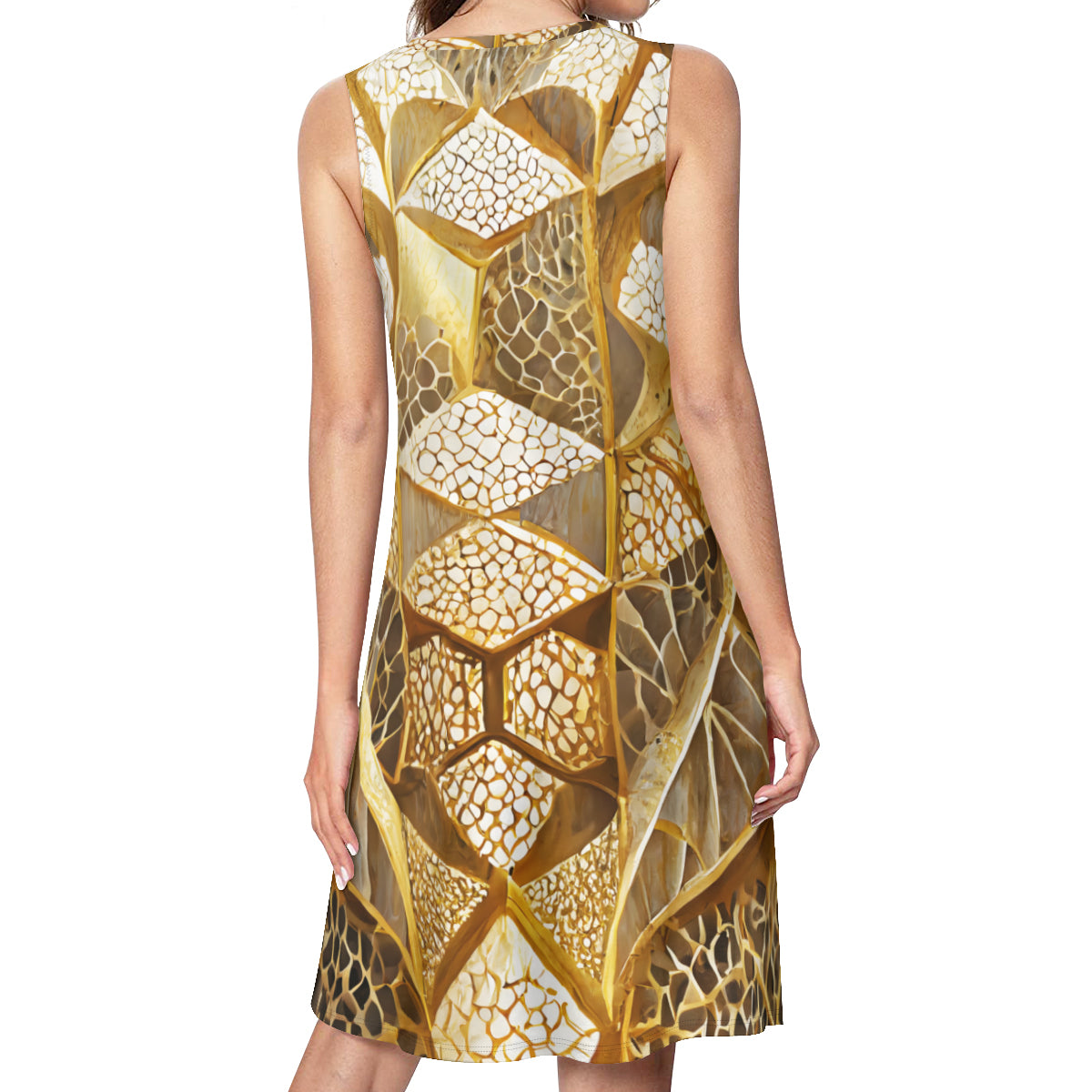 Golden Archtectural Design Women's Casual Dress | Polyester