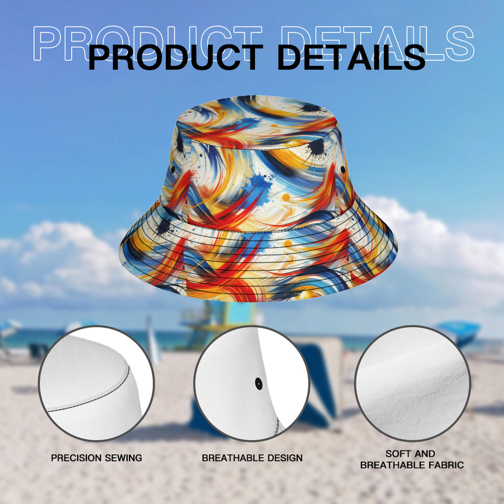 Brush Strokes Double-Sided Unisex Polyester Bucket Hat