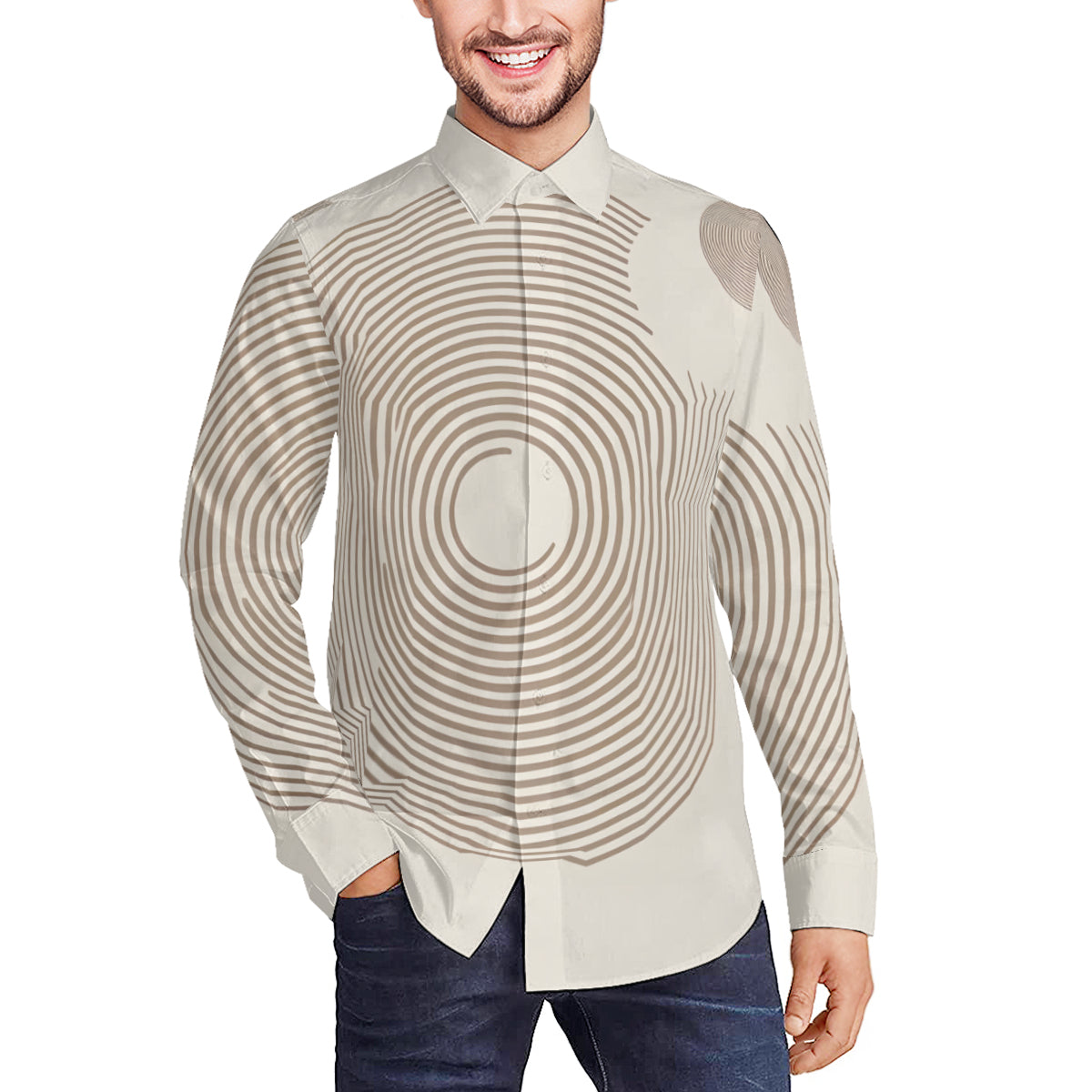 Abstract Stripes Long Sleeves Men's Shirt