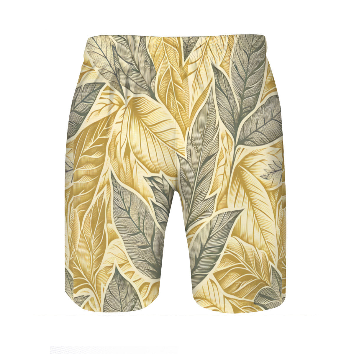 Golden Leaves Men's Beach Shorts (Not Mesh Lined) | Polyester