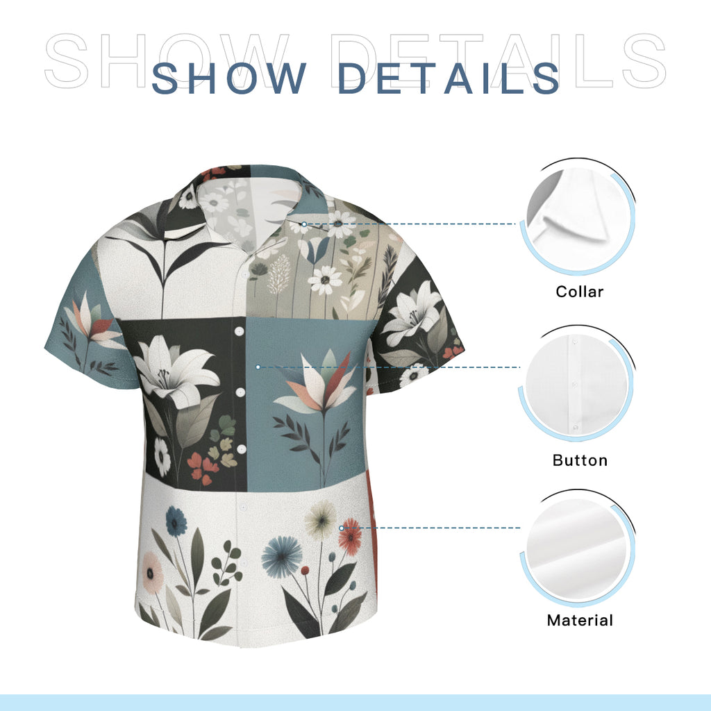 Minimalistic Floral Short Sleeves Men's Shirt