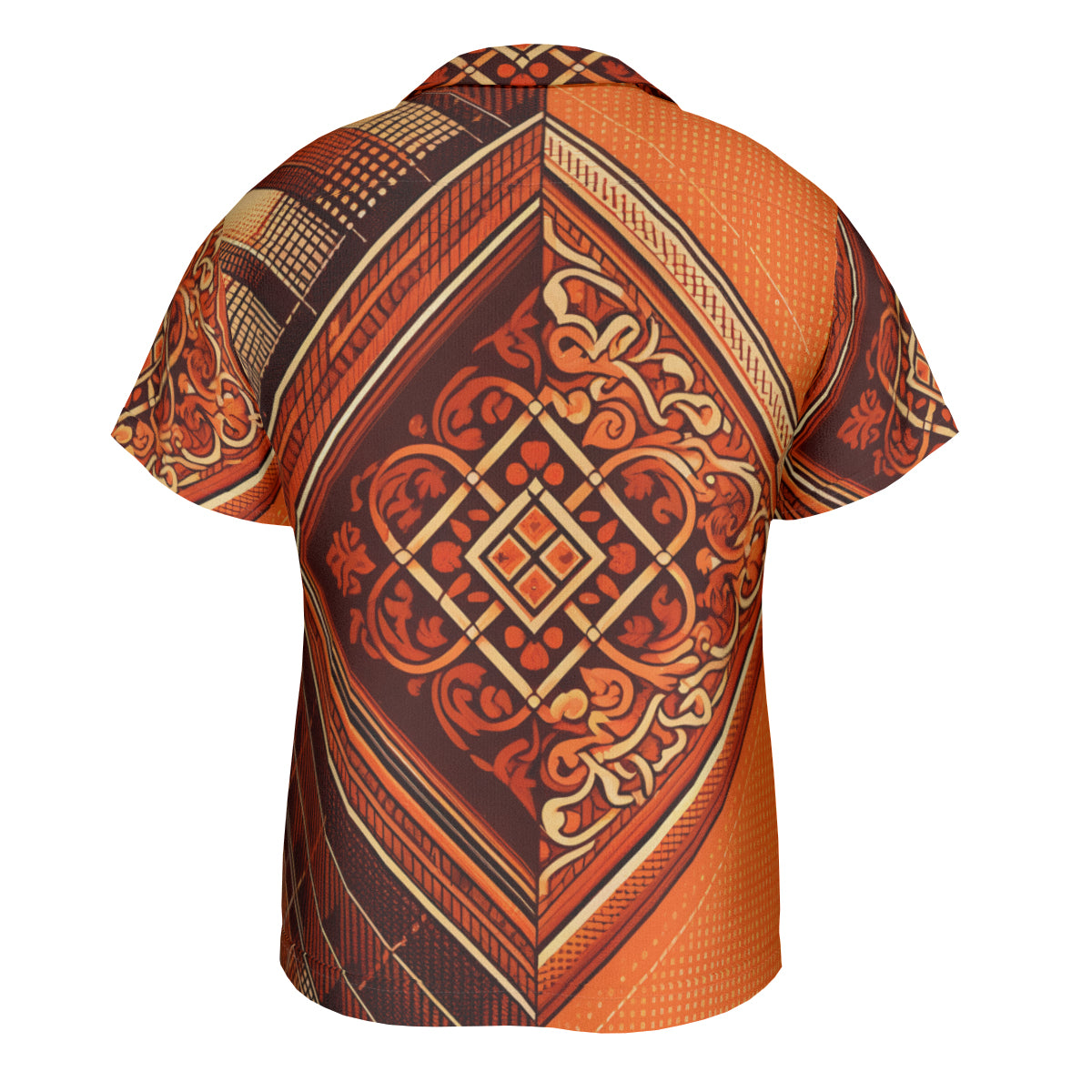 Orange Checked Short Sleeves Men's Shirt