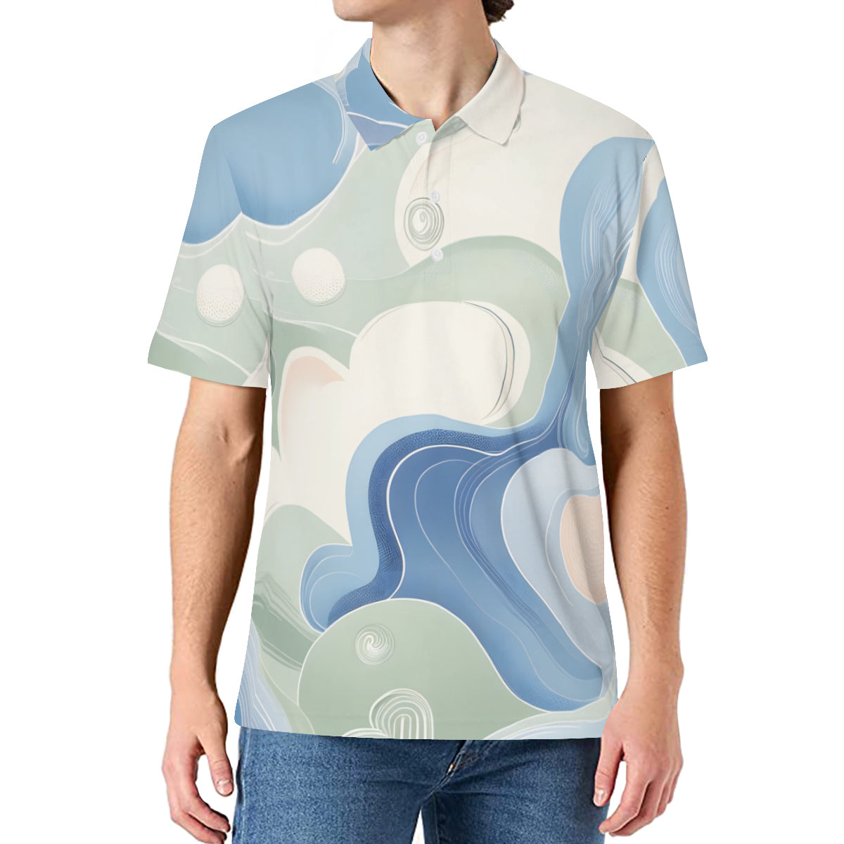 Abstract Floral Men's Premium European Size POLO Shirt | 95% Polyester+5% Spandex