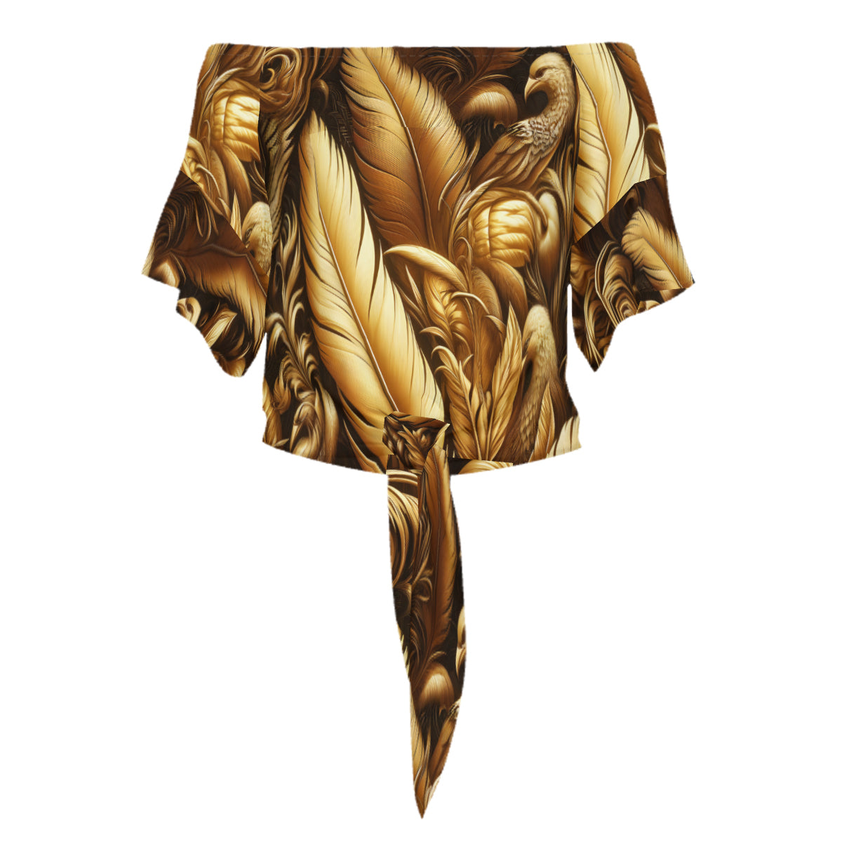 Golden Feathers Women's One-shoulder Tie Short Sleeves | Polyester