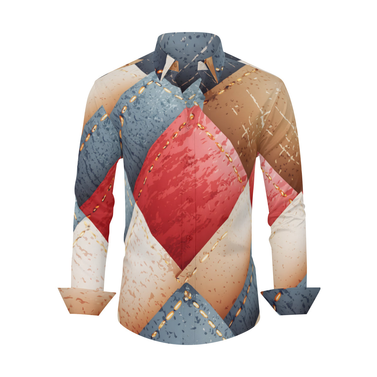 Abstract Denim Design Long Sleeves Men's Shirt