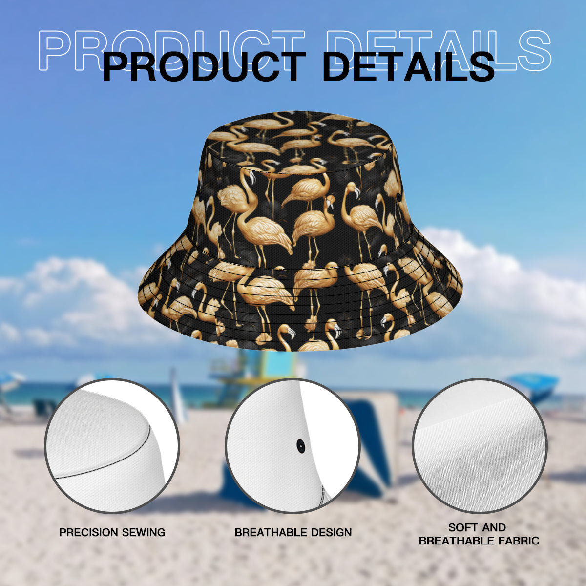 Pink Flamingo Double-Sided Unisex Polyester Bucket Hat