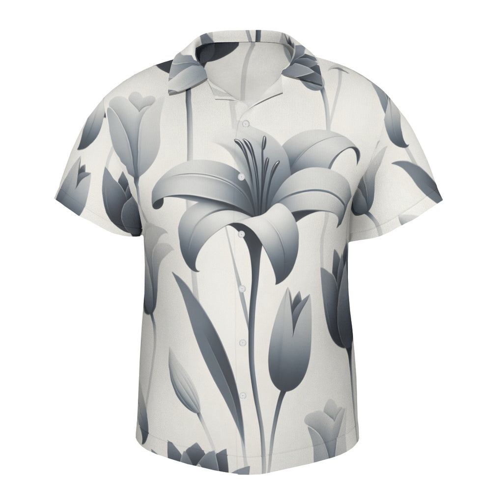 Minimalistic Floral Short Sleeves Men's Shirt
