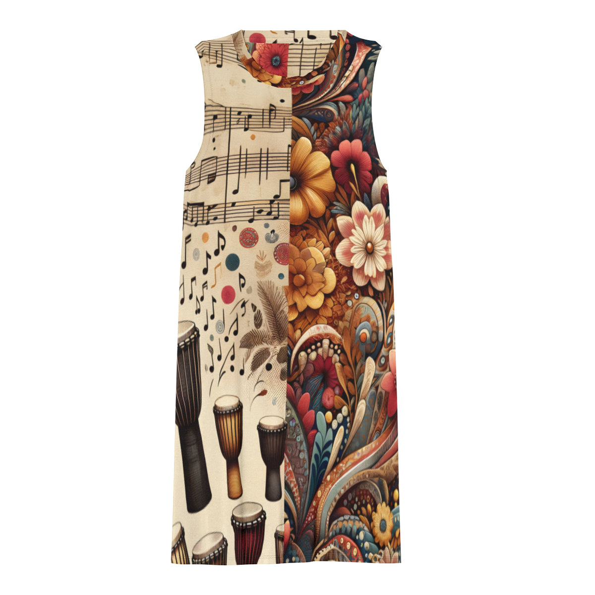 Music Floral Women's Casual Dress | Polyester