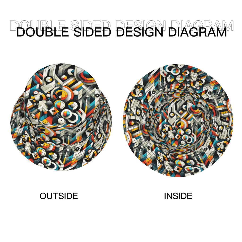 Abstract Double-Sided Unisex Polyester Bucket Hat