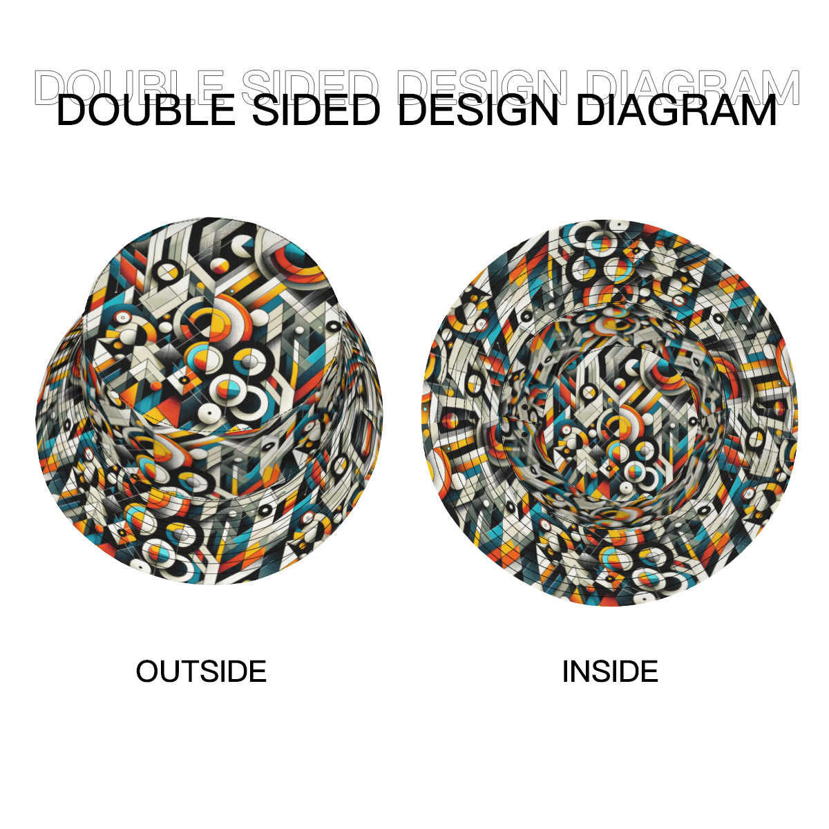 Abstract Double-Sided Unisex Polyester Bucket Hat